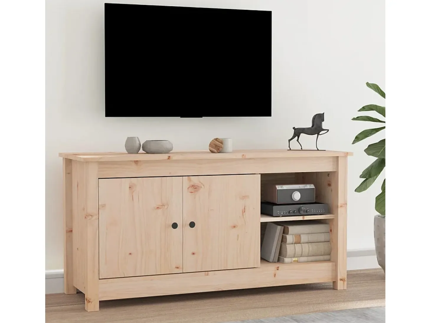 Clinton Corners Mueble de TV de madera maciza de pino 103x36,5x52 cm
