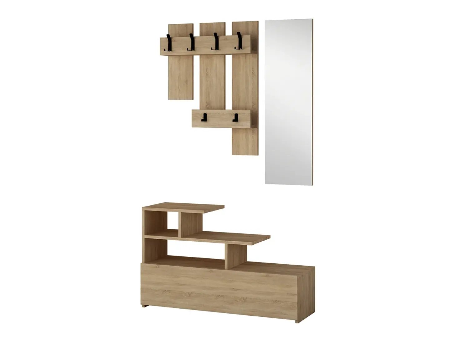 Cómoda blanca y madera de 4 cajones LODZ