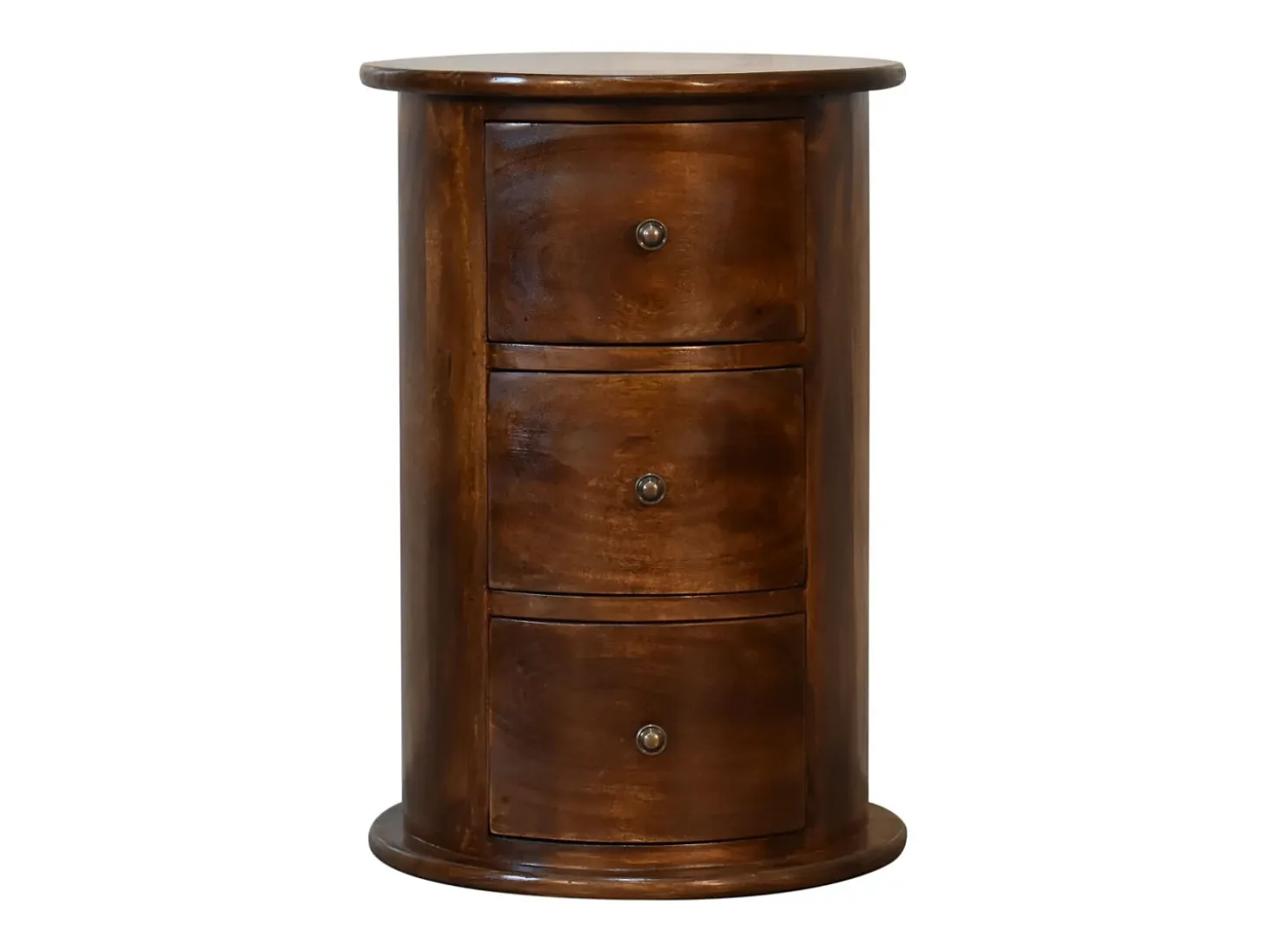 Cómoda Chestnut Drum con 3 cajones