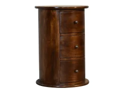 Cómoda Chestnut Drum con 3 cajones