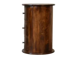 Cómoda Chestnut Drum con 3 cajones