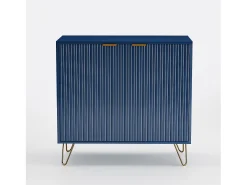 Cómoda de 2 puertas con estante, aparador, mueble de cocina, dormitorio, 80 x 40 x 78 cm, azul