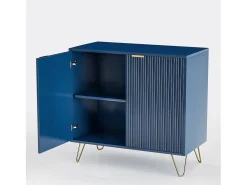 Cómoda de 2 puertas con estante, aparador, mueble de cocina, dormitorio, 80 x 40 x 78 cm, azul