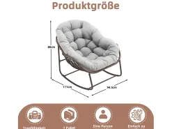 Cocon - Mecedora de ratán - Estructura de acero con cojín suave - Para uso en interiores y exteriores