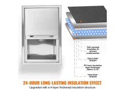 Cofre de Hielo SucceBuy, 45,7 x 30,5 x 36,5 cm, en Acero Inoxidable, con Tapón, Baño de Hielo