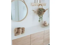 Colgador de pared de madera maciza en tono natural de 61x9,5cm - KATE - DECOWOOD