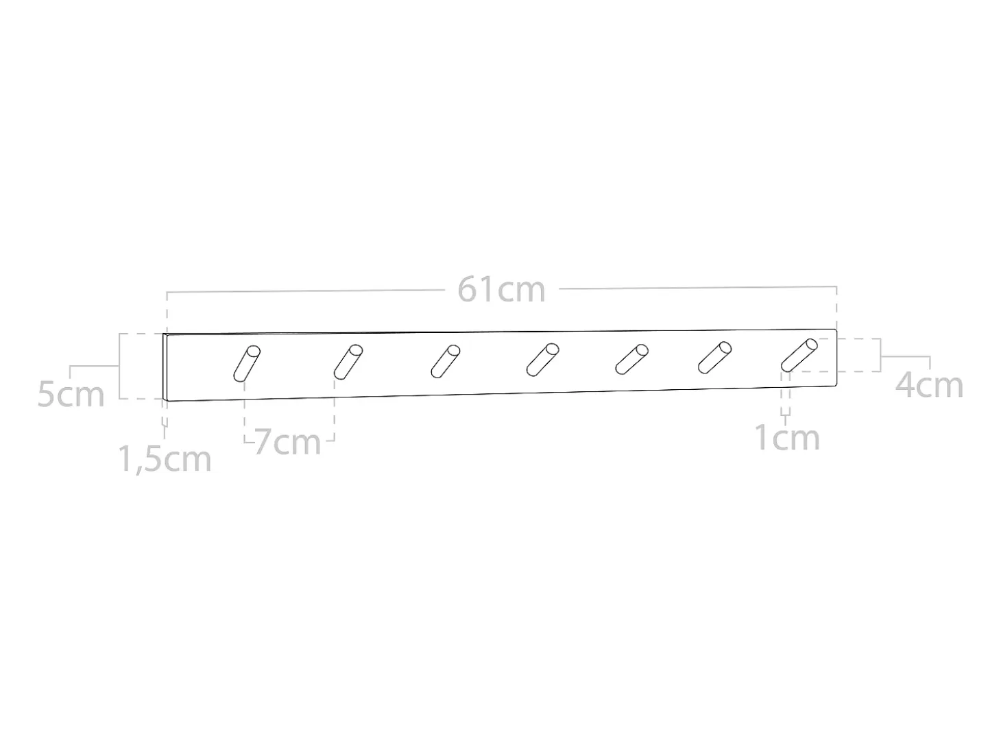 Colgador de pared de madera maciza en tono verde de 61x5cm - KATE - DECOWOOD