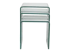 Conjunto 3 mesas de centro de cristal curvado MINKA