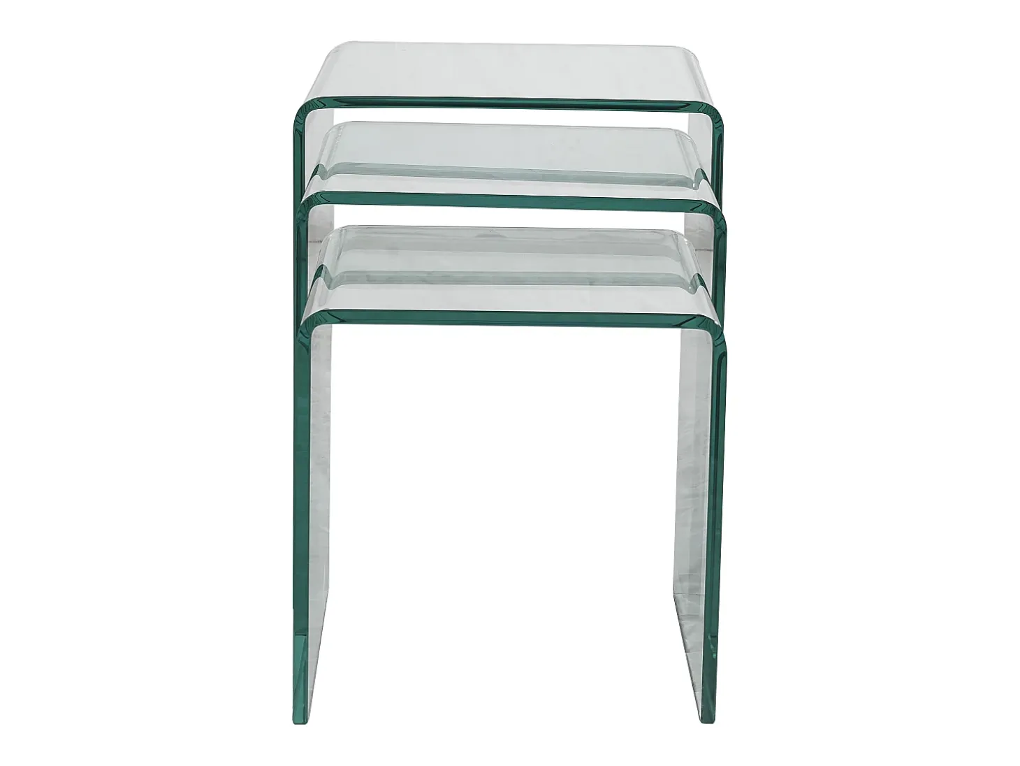 Conjunto 3 mesas de centro de cristal curvado MINKA
