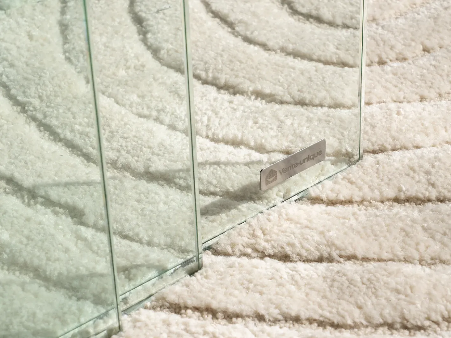 Conjunto 3 mesas de centro de cristal curvado MINKA