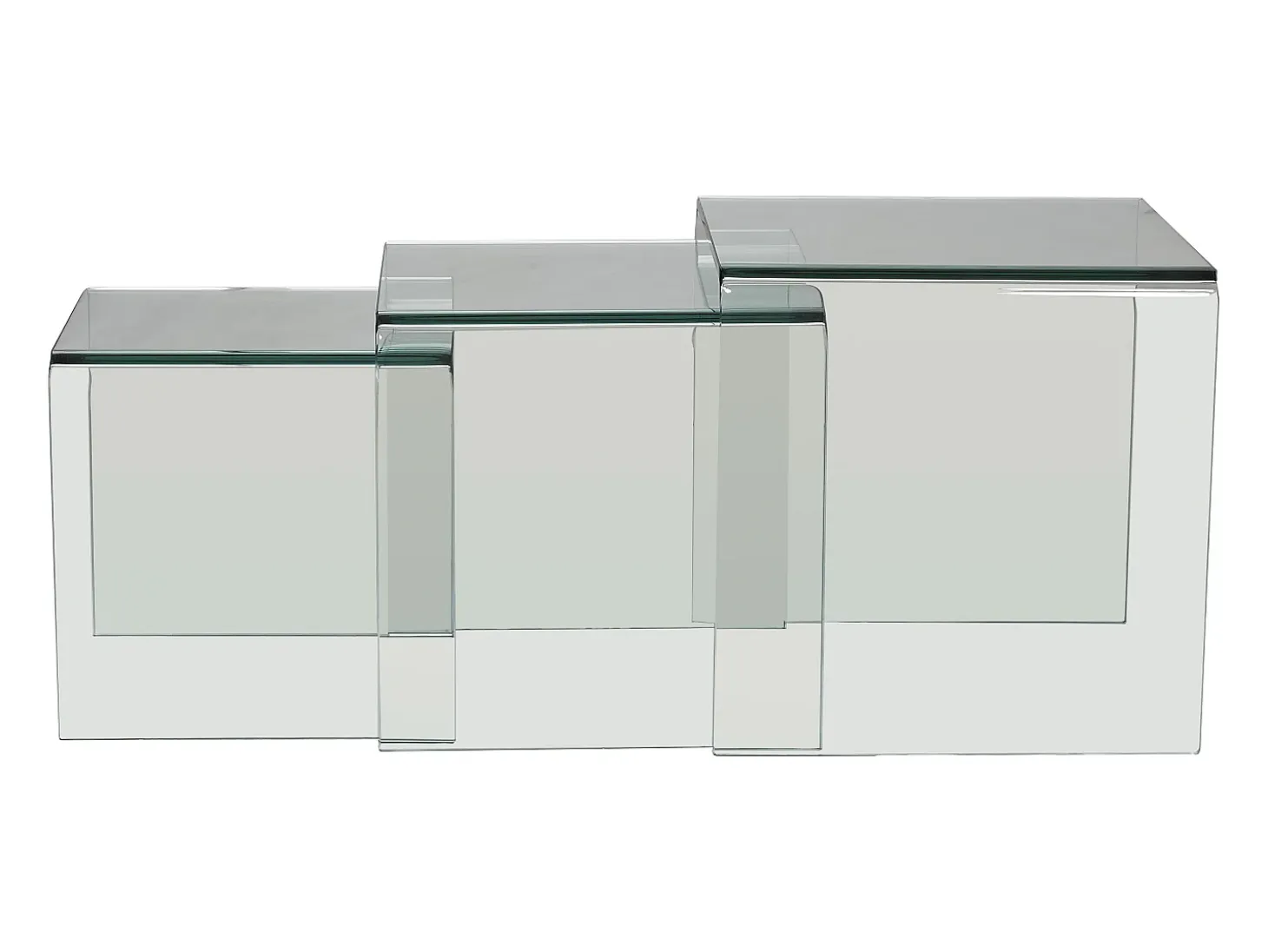 Conjunto 3 mesas de centro de cristal curvado MINKA