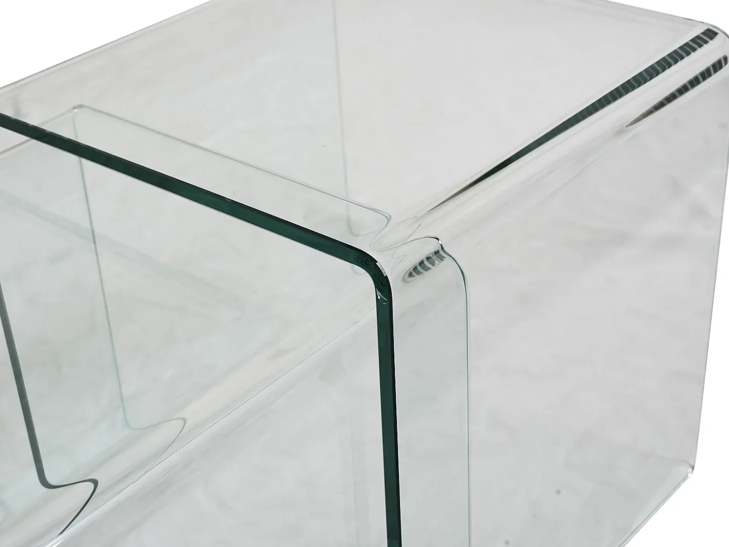 Conjunto 3 mesas de centro de cristal curvado MINKA