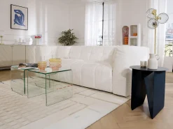 Conjunto 3 mesas de centro de cristal curvado MINKA