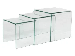 Conjunto 3 mesas de centro de cristal curvado MINKA