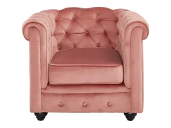 Conjunto 2 sillones de terciopelo rosa polvo CHESTERFIELD