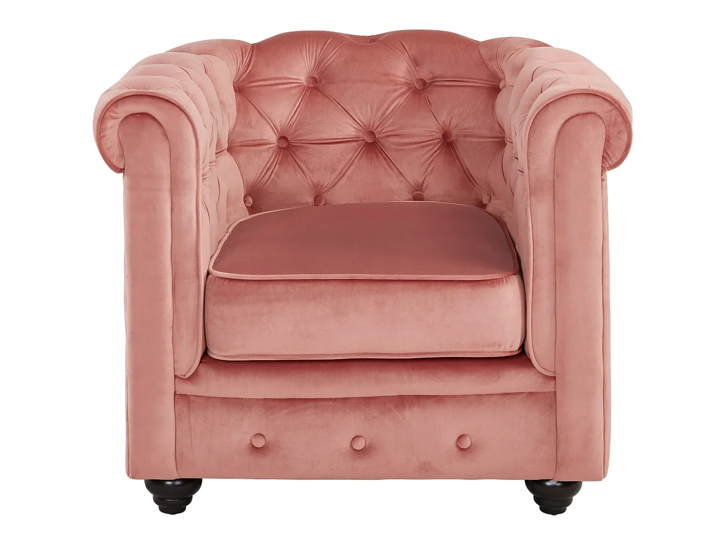 Conjunto 2 sillones de terciopelo rosa polvo CHESTERFIELD
