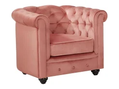 Conjunto 2 sillones de terciopelo rosa polvo CHESTERFIELD