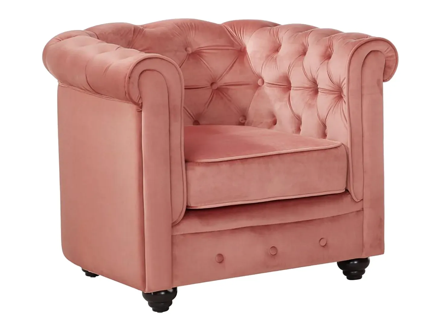 Conjunto 2 sillones de terciopelo rosa polvo CHESTERFIELD