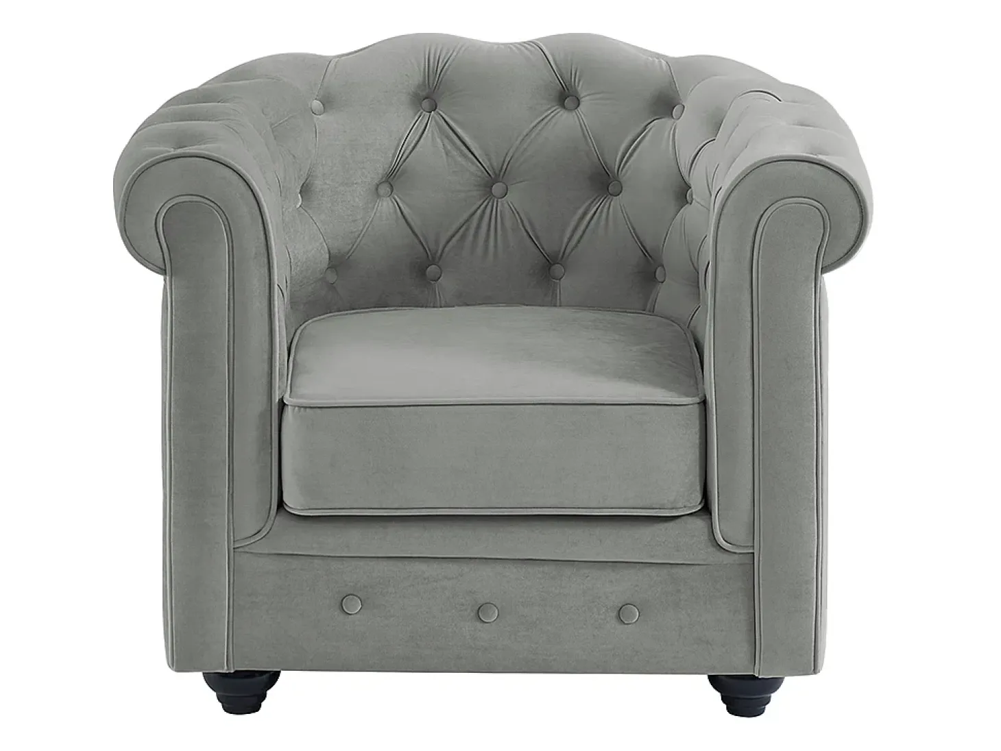 Conjunto 2 sillones terciopelo gris plata CHESTERFIELD