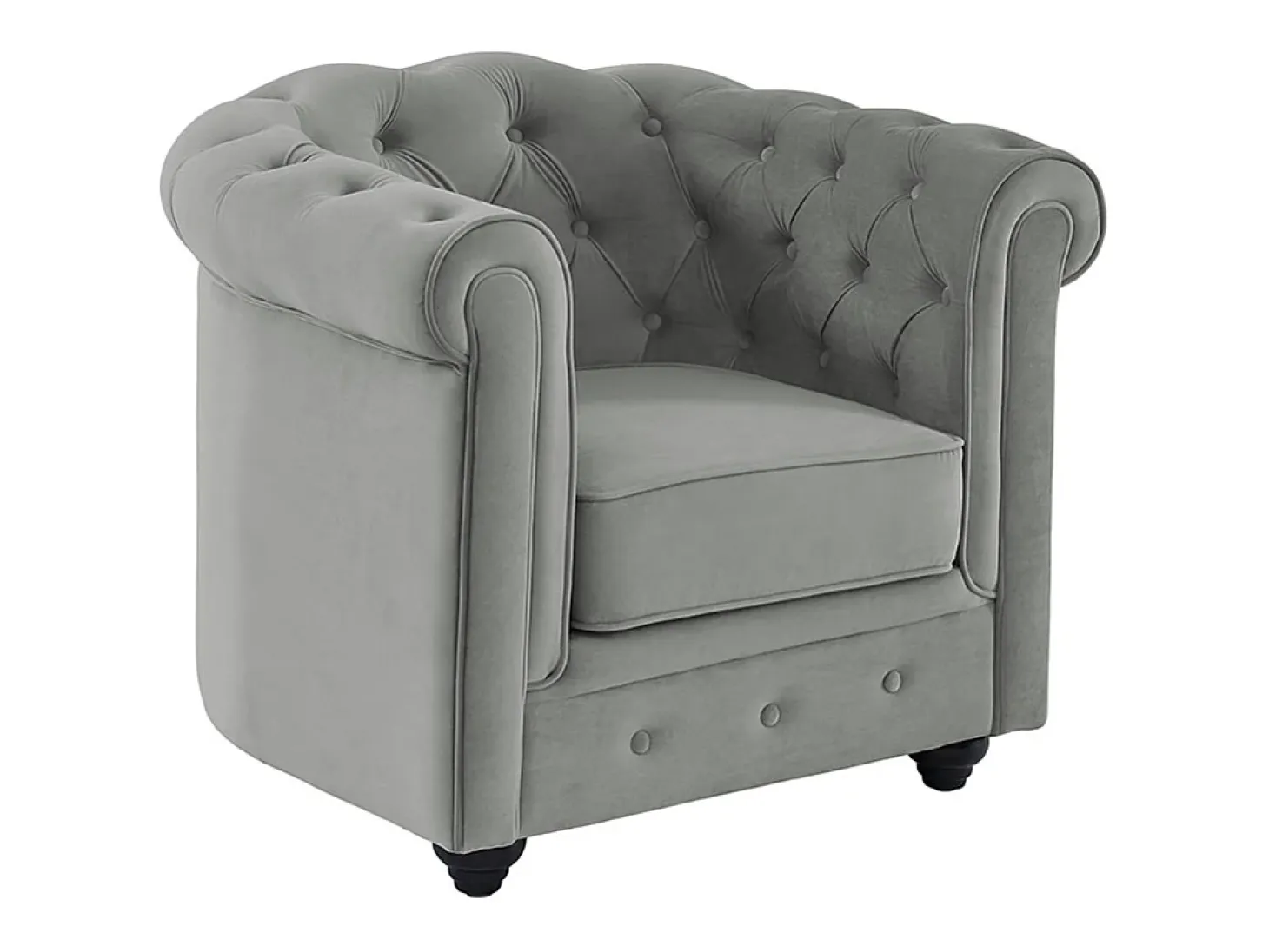 Conjunto 2 sillones terciopelo gris plata CHESTERFIELD