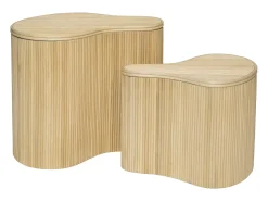 Conjunto de 2 mesas auxiliares, cajas , ratán - H. 45 cm - H. 33,5 cm Natural MARSA