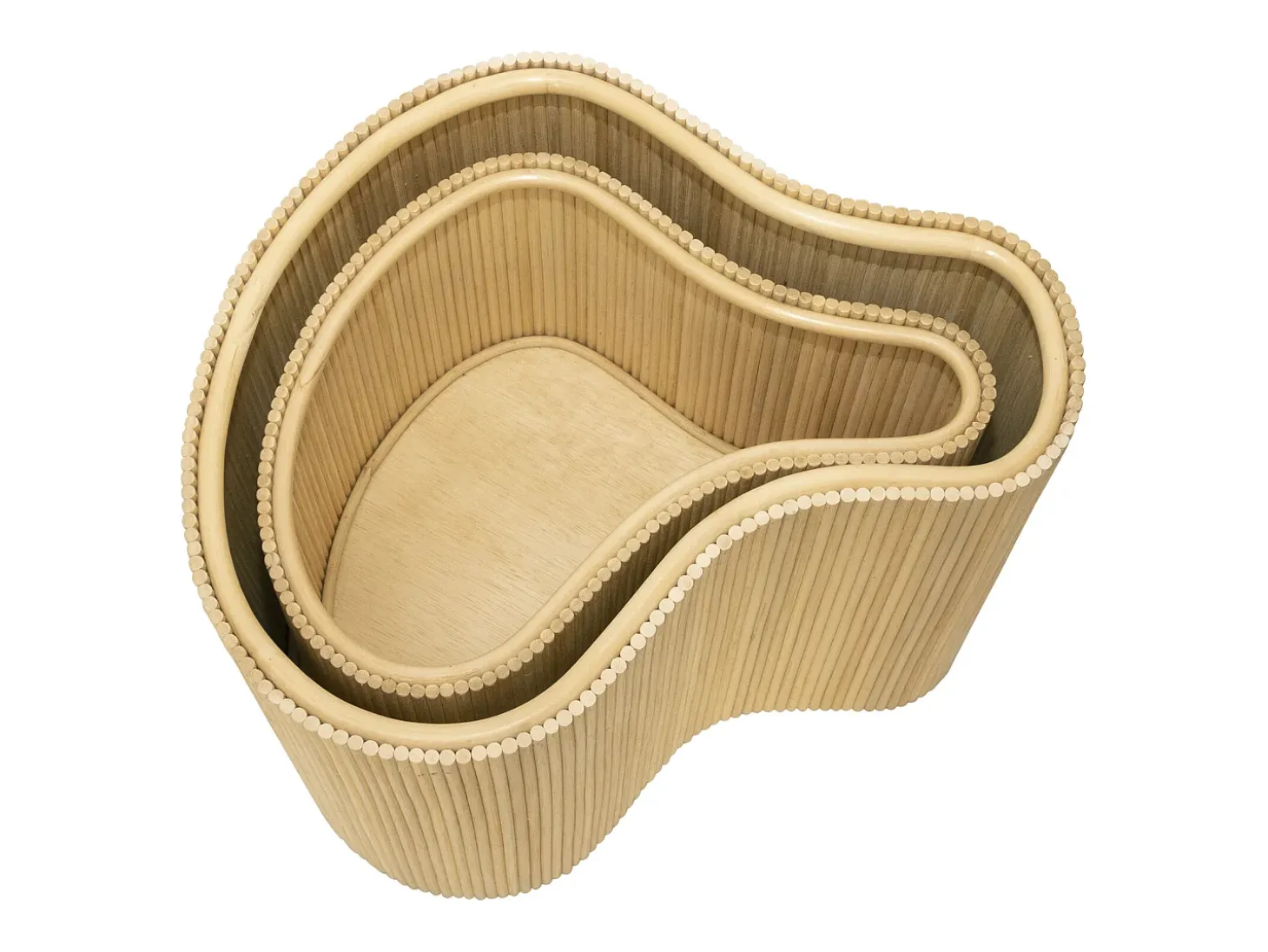 Conjunto de 2 mesas auxiliares, cajas , ratán - H. 45 cm - H. 33,5 cm Natural MARSA