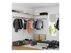Conjunto de 2 perchas murales negras para ropa - L92 x P30 cm