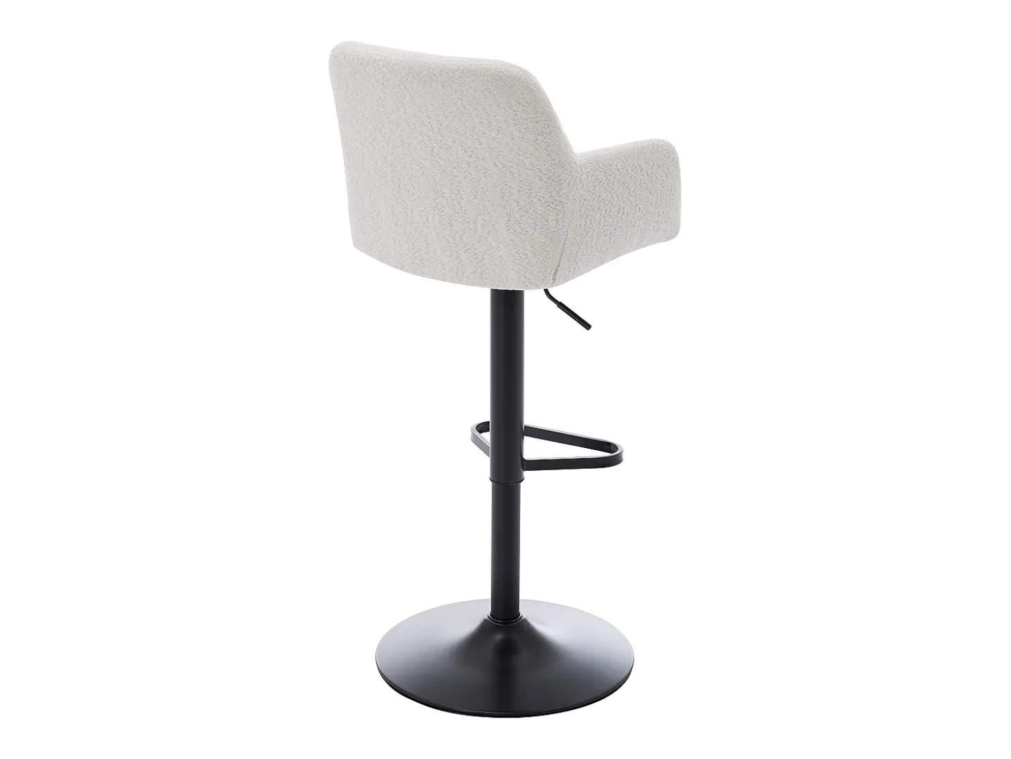 Conjunto de 2 taburetes de bar de tela rizada y metal - Altura ajustable - Blanco - PEGA
