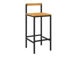 Conjunto de 4 taburetes de bar negros en resina trenzada y madera de acacia.