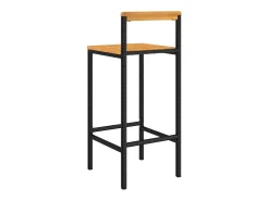 Conjunto de 4 taburetes de bar negros en resina trenzada y madera de acacia.