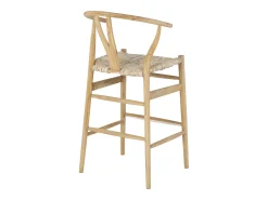 Conjunto de 2 taburetes de bar de teca y mimbre - Natural - POGIANA