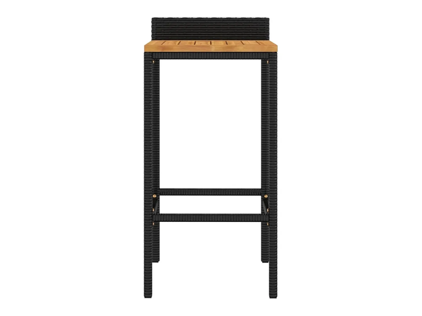 Conjunto de 4 taburetes de bar negros en resina trenzada y madera de acacia.