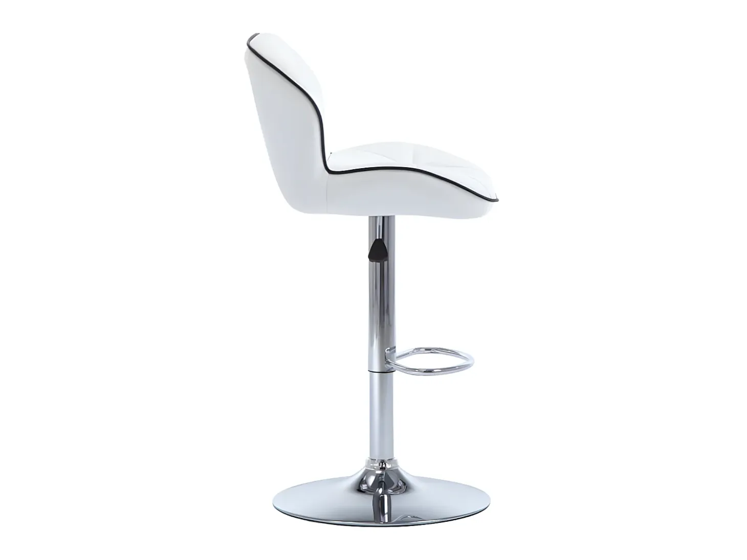Conjunto de 2 taburetes de bar en piel sintética y acero cromado - Altura regulable - Blanco - CALVIN