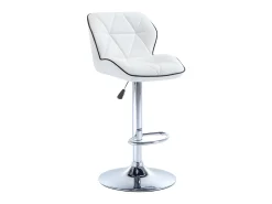 Conjunto de 2 taburetes de bar en piel sintética y acero cromado - Altura regulable - Blanco - CALVIN
