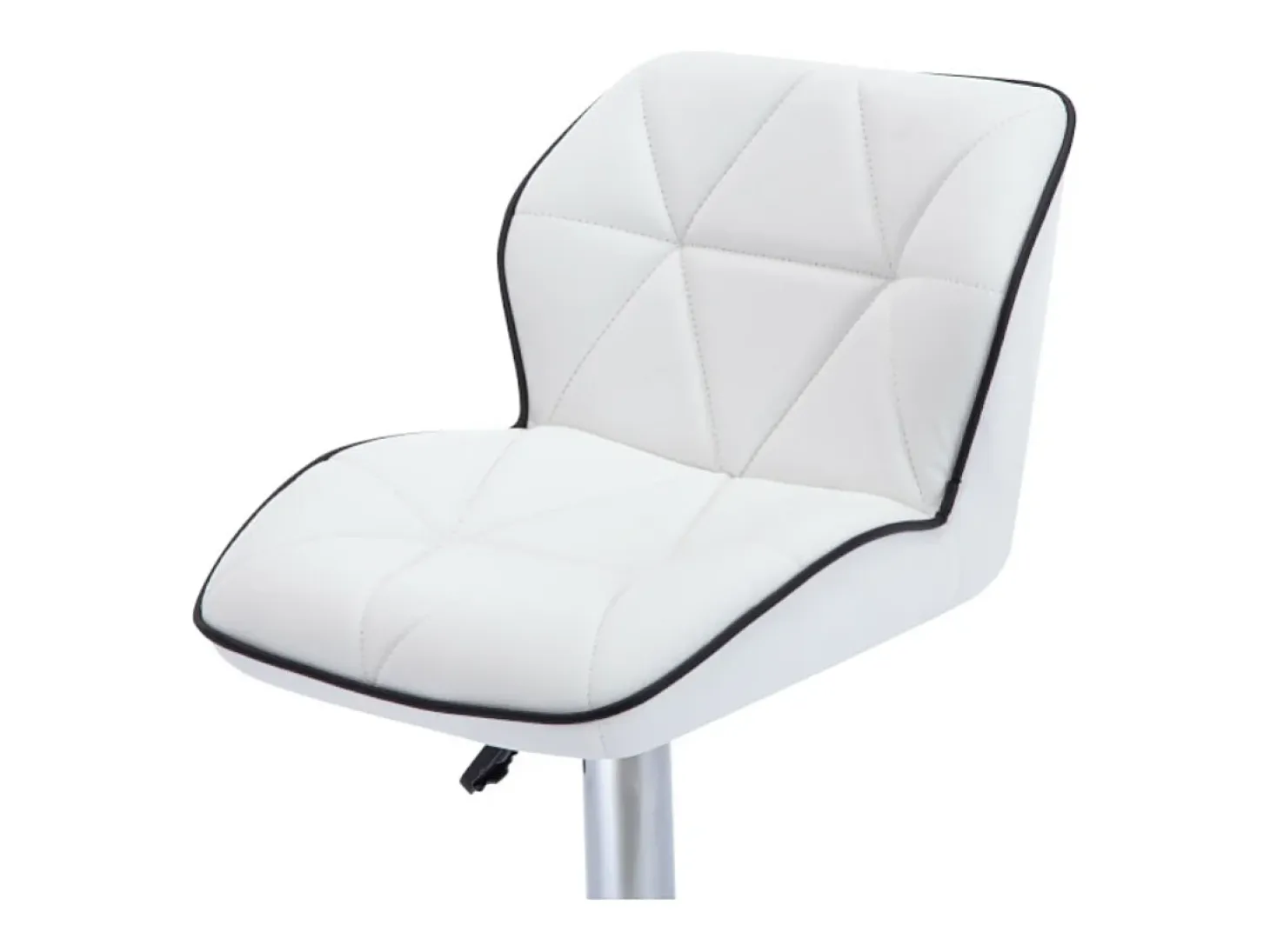 Conjunto de 2 taburetes de bar en piel sintética y acero cromado - Altura regulable - Blanco - CALVIN