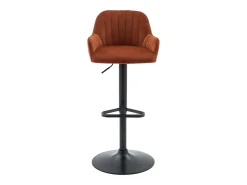 Conjunto de 2 taburetes de bar de terciopelo y metal - Altura ajustable - Terracota - ELEANA