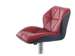 Conjunto de 2 taburetes de bar en piel sintética y acero cromado - Altura regulable - Rojo - CALVIN