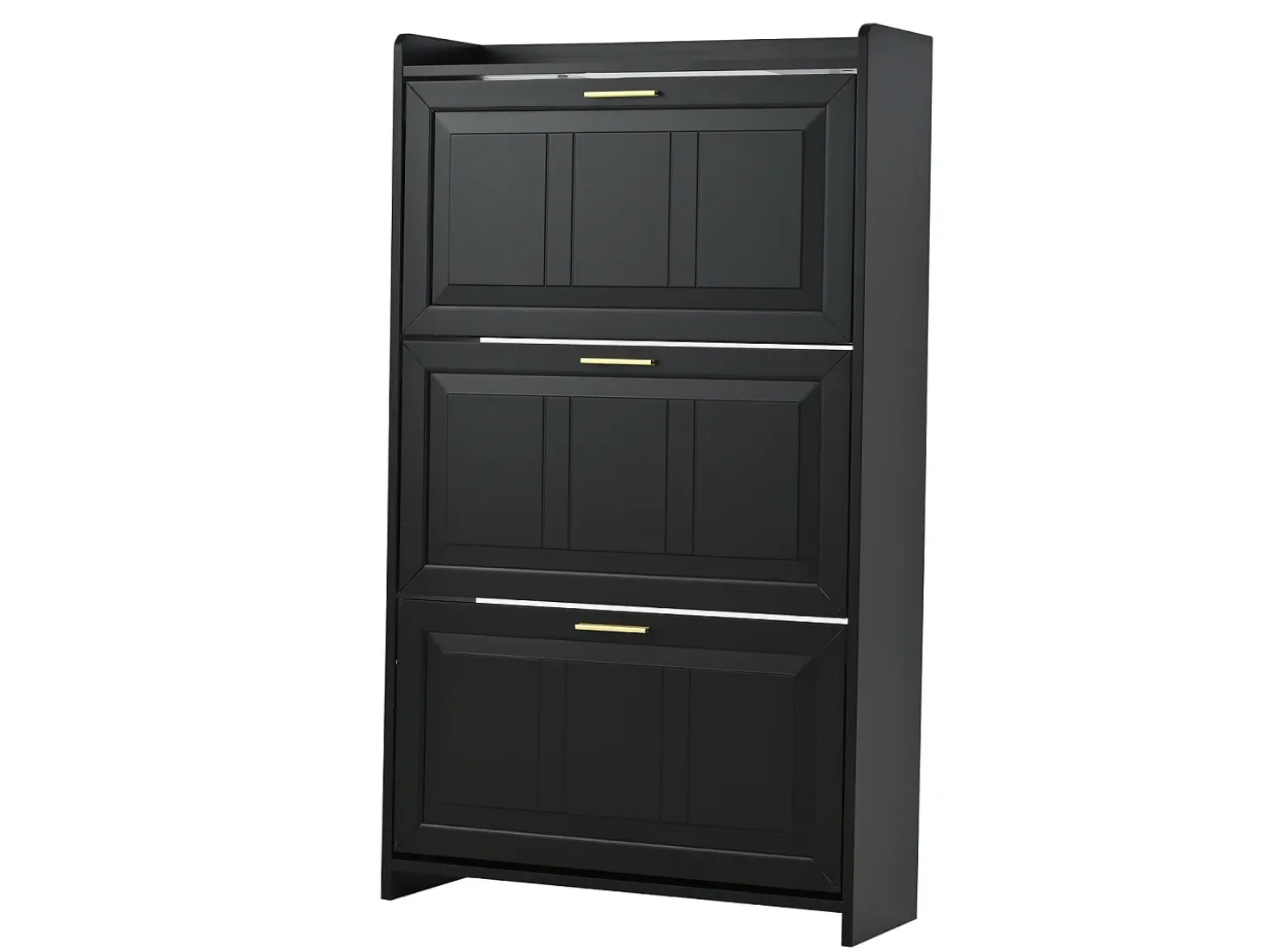 Conjunto de 2 zapateros 70 x 24 x 120 cm con 3 puertas - Negro