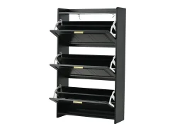 Conjunto de 2 zapateros 70 x 24 x 120 cm con 3 puertas - Negro