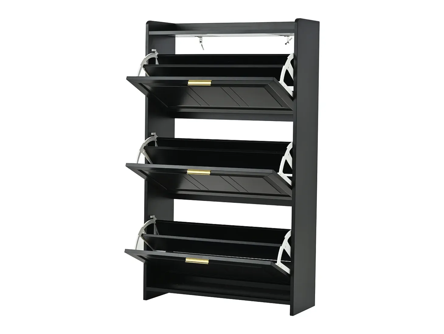 Conjunto de 2 zapateros 70 x 24 x 120 cm con 3 puertas - Negro