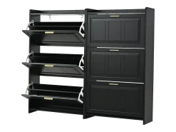 Conjunto de 2 zapateros 70 x 24 x 120 cm con 3 puertas - Negro