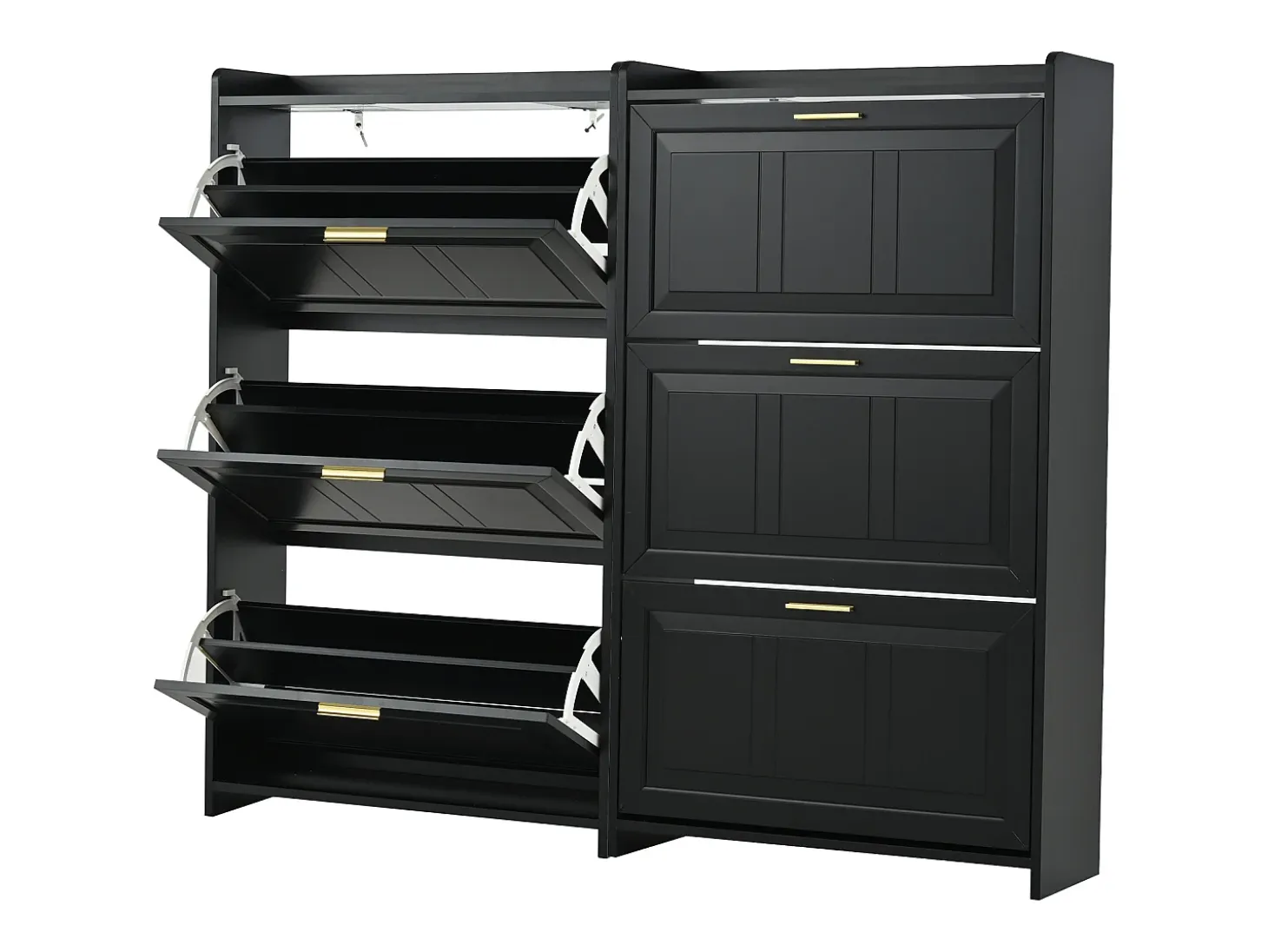 Conjunto de 2 zapateros 70 x 24 x 120 cm con 3 puertas - Negro