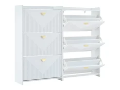 Conjunto de 2 zapateros blancos con 3 puertas abatibles y 6 compartimentos