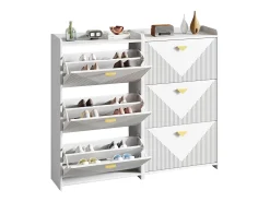 Conjunto de 2 zapateros blancos con 3 puertas abatibles y 6 compartimentos