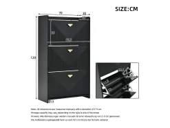 Conjunto de 2 zapateros negros con 3 puertas abatibles y 6 compartimentos