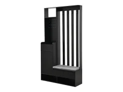 Conjunto de armario con banco de almacenaje acolchado, perchero moderno con 4 ganchos, tablero perforado multifuncional (180 x 100 x 35 cm)