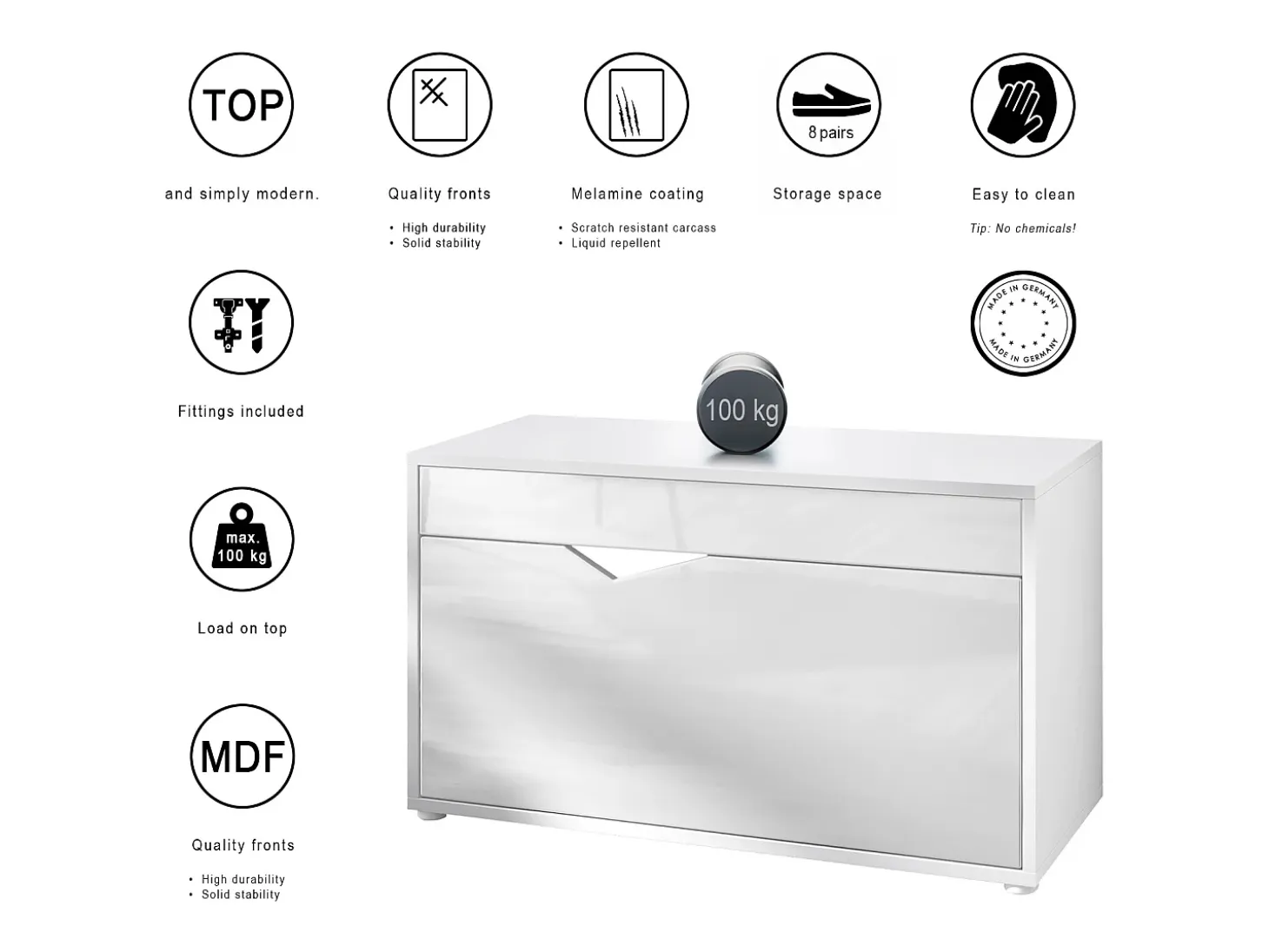 Conjunto de Armario Espoo, Recibidor con Banco Zapatero, 2 Paneles de Pared y 2 Espejos de Pared Redondos, blanco mate/burdeos de alto brillo