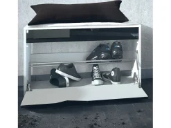 Conjunto de Armario Espoo, Recibidor con Banco Zapatero, 2 Paneles de Pared y 2 Espejos de Pared Redondos, blanco mate/hormigón oxidado