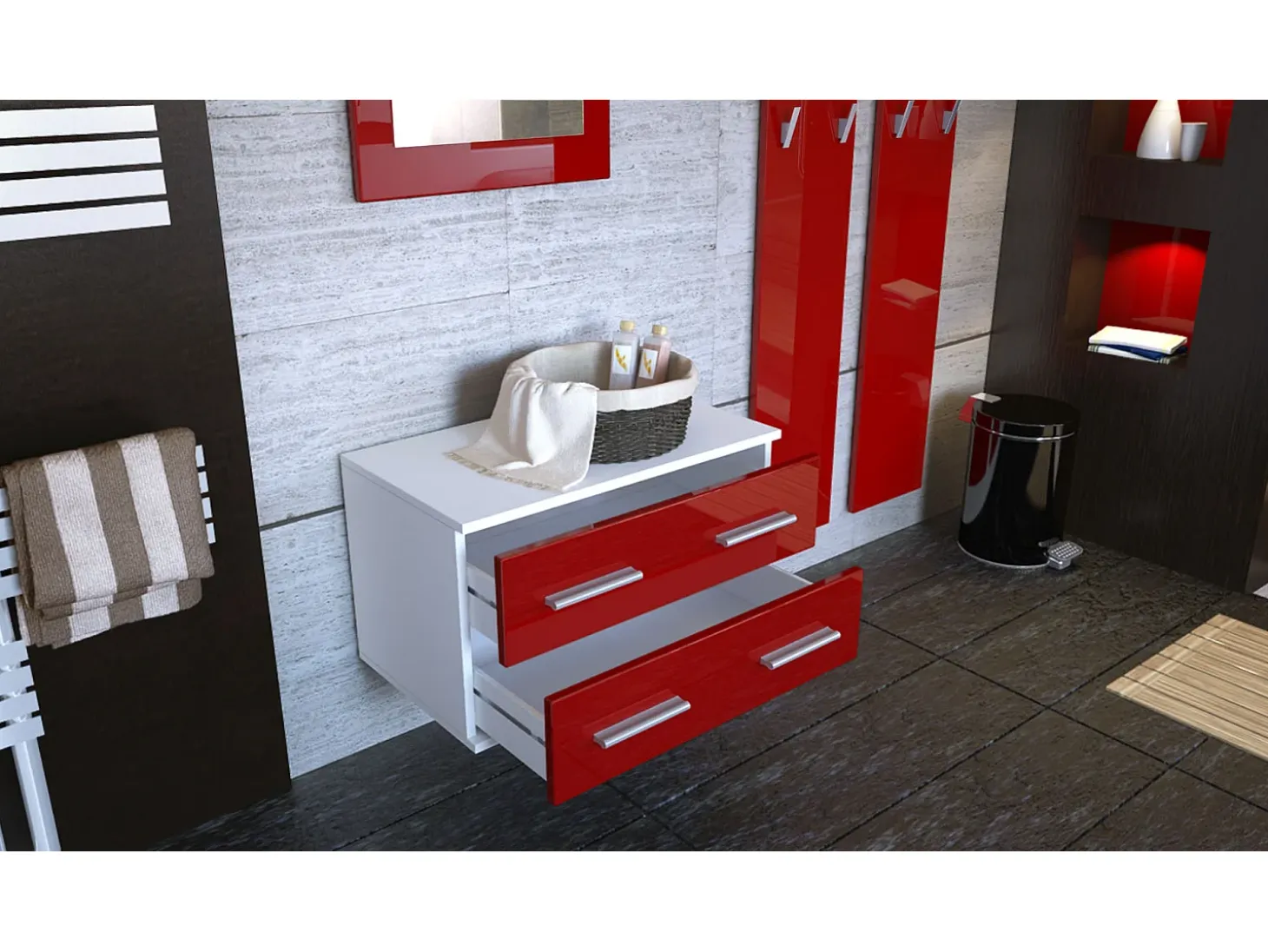Conjunto de armario Kioto, Carcasa en blanco mate / Frente en blanco mate