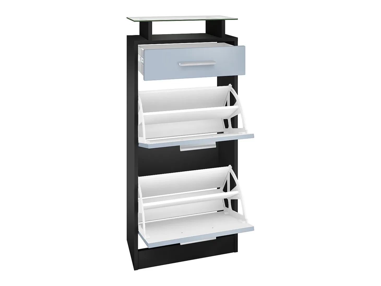 Conjunto de armario Loret V2 Mini, Carcasa en negro mate / Frente en negro mate